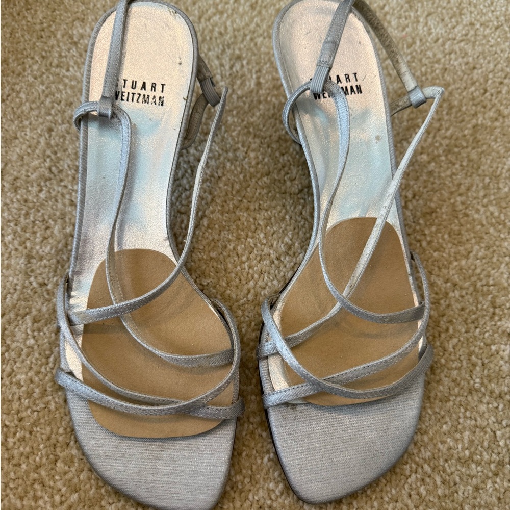 Stuart Weitzman Metallic Silver Heels
